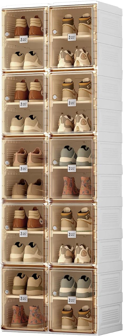 Shoe Organizer Storage Box, Portable Folding Shoe Rack Easy Assembly