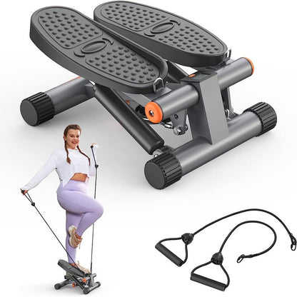 Steppers for Exercise, Space-saving Stair Stepper with Resistance Bands, Mini Stepper for Home And Office Use with 300LBS Loading Capacity, Hydraulic Fitness Stepper with LCD Monitor